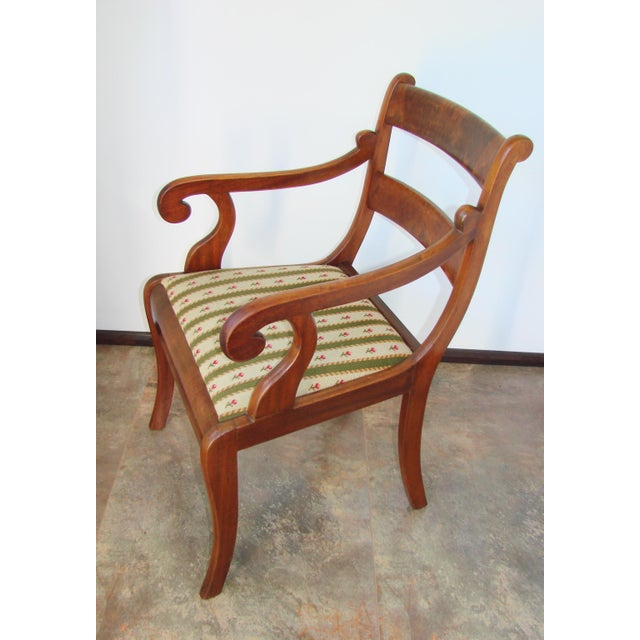 19th Century Antique Edwardian / Sheraton Revival Style Mahogany Armchair For Sale - Image 6 of 11