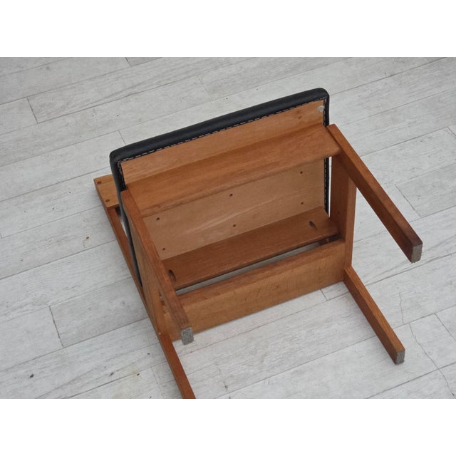 Vintage Danish Church Chairs in Leather and Oak, 1960s, Set of 3 For Sale - Image 16 of 18