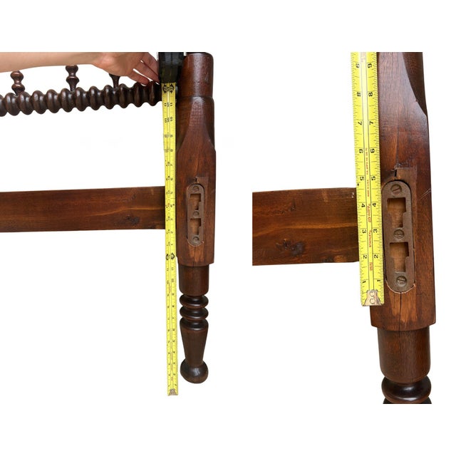Antique Jenny Lind Spool & Spindle Matching Twin Headboard & Footboard For Sale - Image 9 of 16