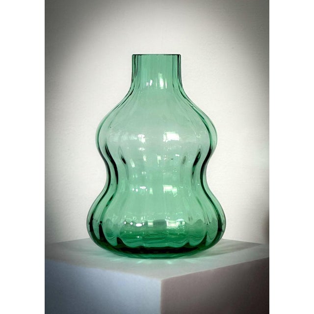 1980s Small Vintage Green Murano Glass Bottle Vase from Nason, 1980s For Sale - Image 5 of 6