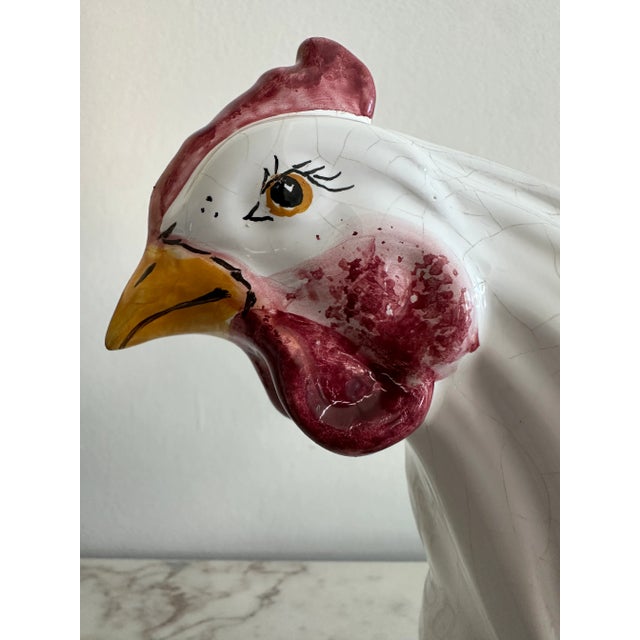Italian White Ceramic Rooster For Sale In San Diego - Image 6 of 9