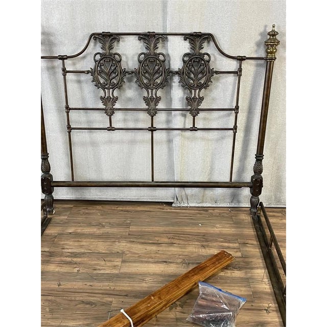 Metal Designer Iron Queen Bed For Sale - Image 7 of 10