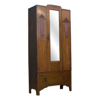 Vintage Art Deco Oak Hall Cupboard, 1930s For Sale