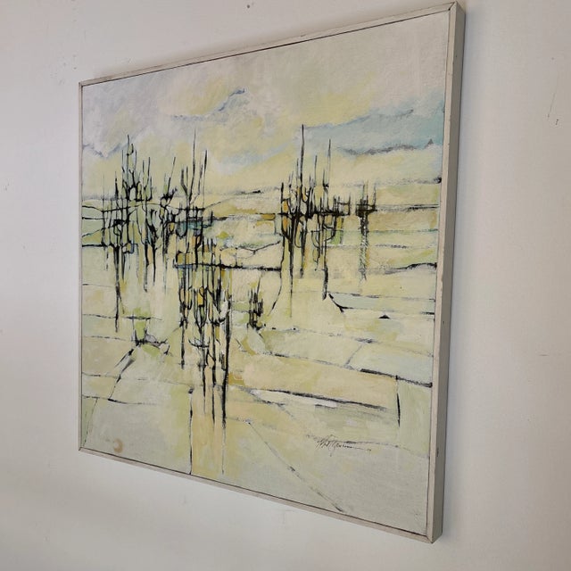 What’s not to like about this Mid-Century Modern Painting?! Soft neutral colors with striking black accents and...