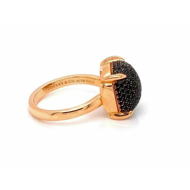 Tiffany and Co. Tiffany & Co. Picasso Black Spinel Sugar Stacks 18k Rose Gold Ring - Size 6 For Sale - Image 4 of 7