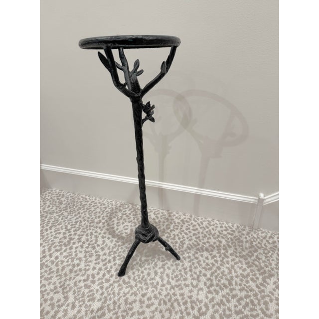 An organic, late 20th Century Diego Giacometti style side/drinks table with tripod legs. Heavy, with lovely patina....