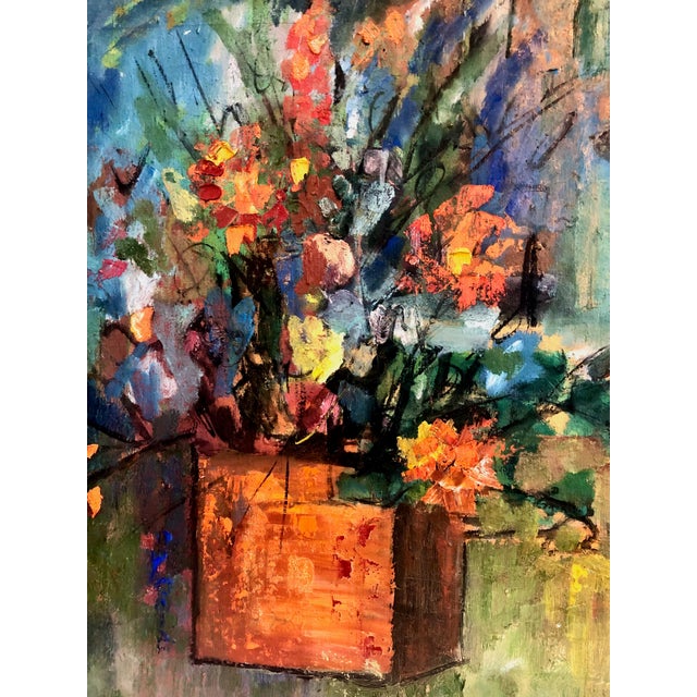 Mid-Century Modern Mid-Century Modern Expressionist Still Life of Vibrant Flowers, Signed McKay For Sale - Image 3 of 9