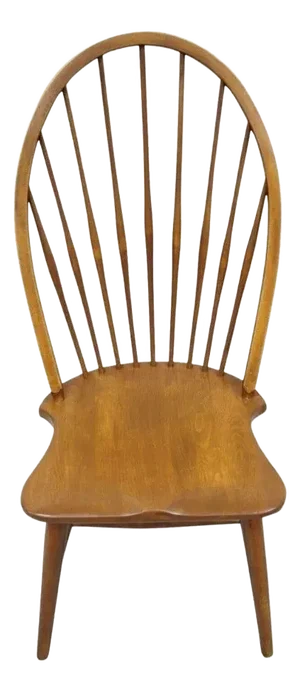 Mid 20th Century Vintage Maple Wood Fan Back Colonial Windsor Dining Side Chair Made in Slovenia