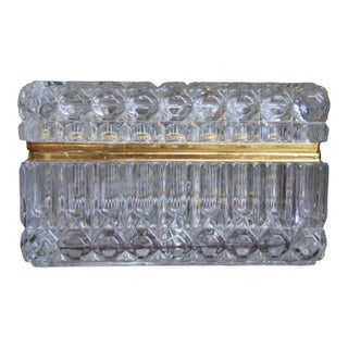 19th Century Cut Crystal Casket With Gilt Brass Band For Sale