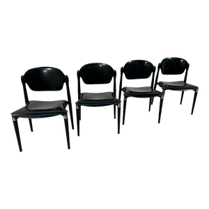 Set of 4 Rosewood and Black Lacquered "S83" Side Chairs by E.Gerli for Tecno