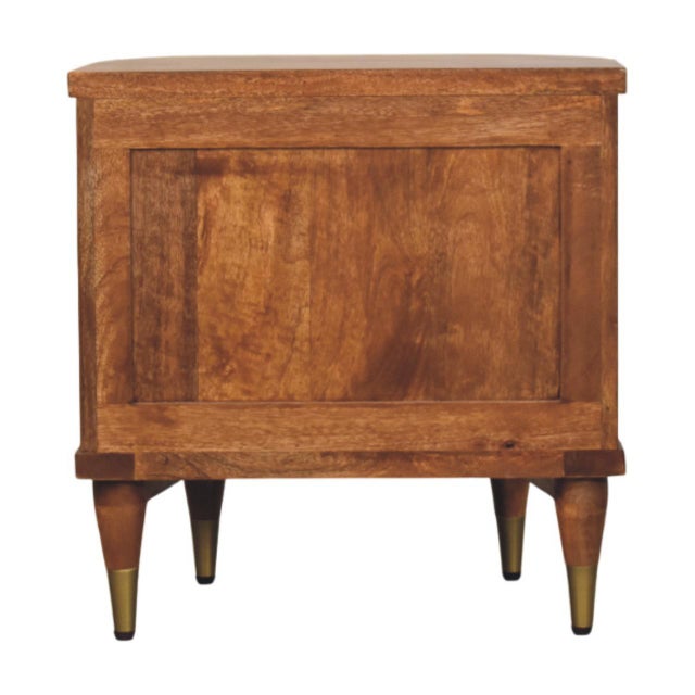 Brown Amber Oak-Finish Mango Wood Ribbed Nightstand For Sale - Image 8 of 8