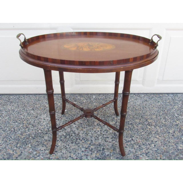Brown Antique English Mahogany Tray Table For Sale - Image 8 of 12