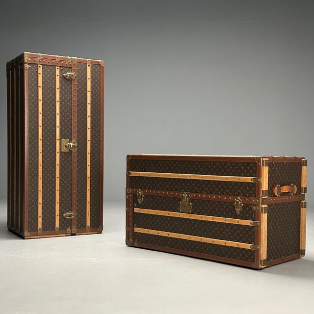 Textile Louis Vuitton, Large Steamer Trunk, Monogram Canvas, Leather, Special Order For Sale - Image 7 of 12