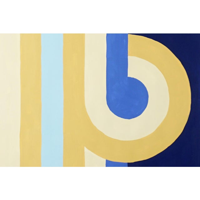 2026, Coming and Going, Art Deco Style Painting in Blue and Gold, For Sale - Image 4 of 8