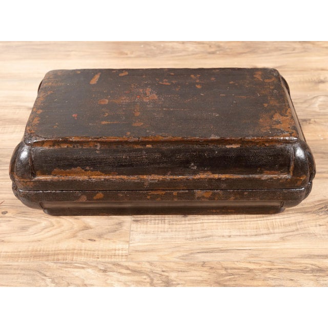 Wood Small Antique Chinese Dowry Basket with Distressed Brown Patina For Sale - Image 7 of 12