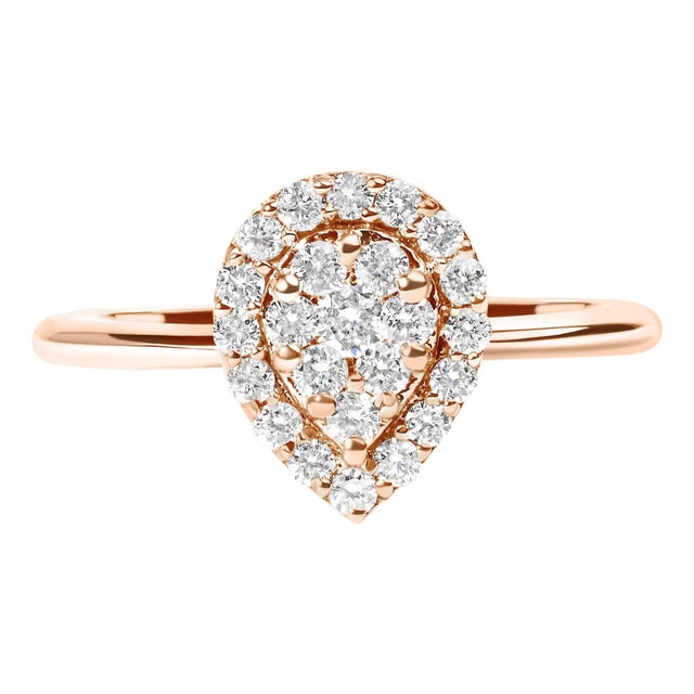 10K Rose Gold 3/8 Cttw Round-Cut Diamond Pear Promise Ring (I-J Color, I2-I3 Clarity) - Size 7 For Sale
