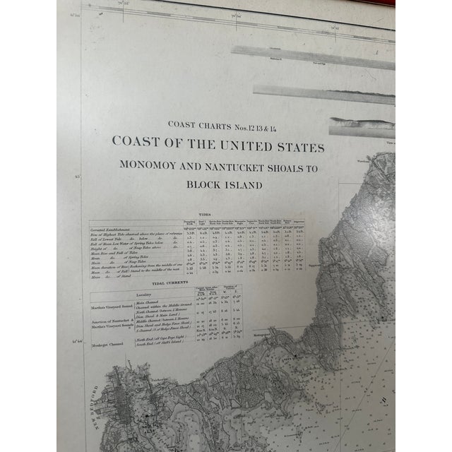 Black Map of Martha's Vineyard, Nantucket and Block Island Antique Coast Survey Framed For Sale - Image 8 of 12