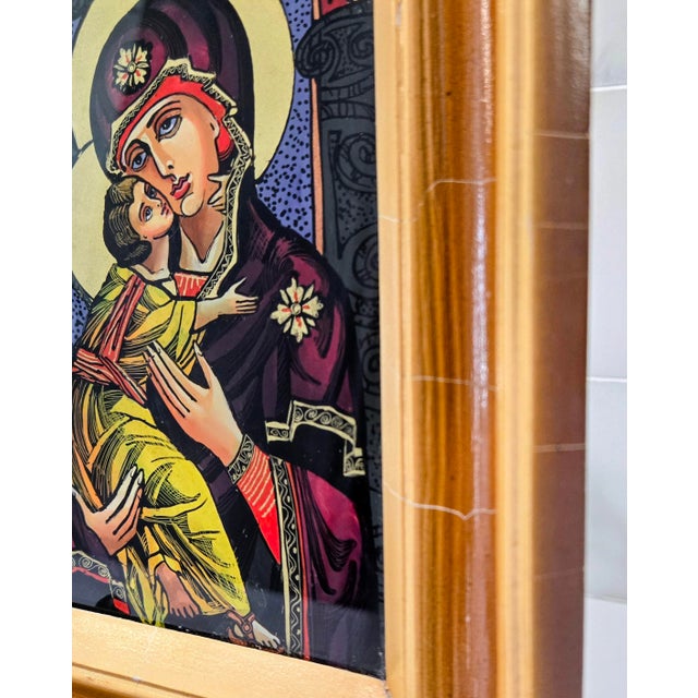 2000 - 2009 Ukrainian Reverse Glass Icon “Virgin of Tenderness” by Natalia Khatsko, 2002 For Sale - Image 5 of 11