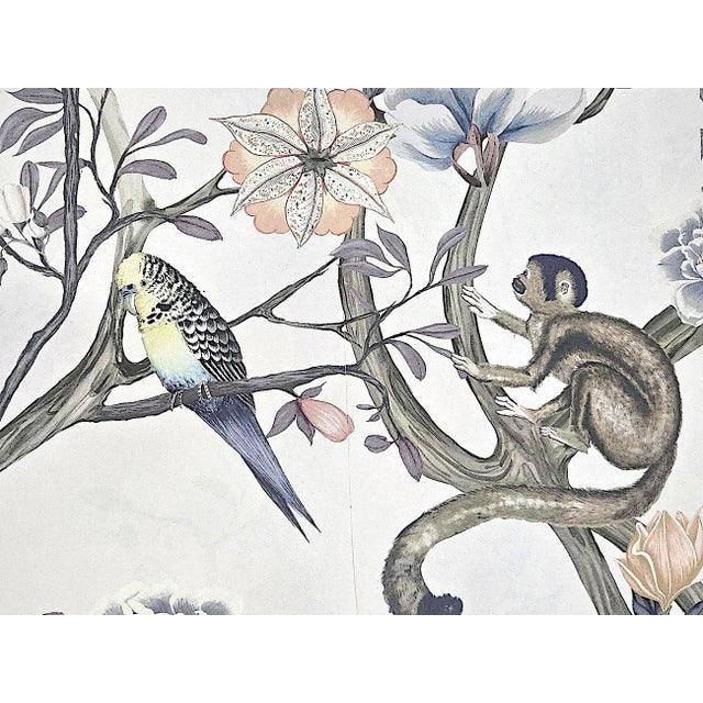 Chinoiserie/Botanical Anthropologie Chloe Wallpaper Mural, Birds and Monkeys, 7 Panels For Sale - Image 14 of 15