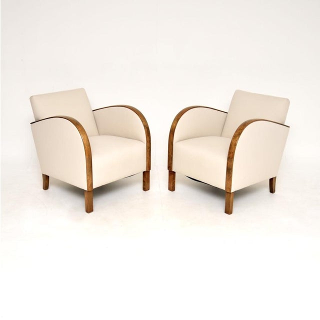 A stylish and very well made pair of Swedish Art Deco armchairs in satin birch. They were recently imported from Sweden,...