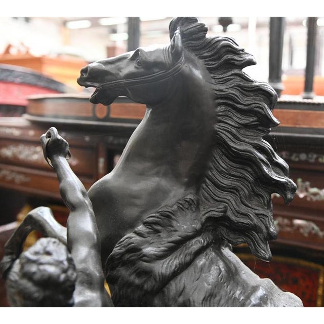 Marley Horse Statues with Boulle, Bronze, Set of 2 For Sale - Image 4 of 6