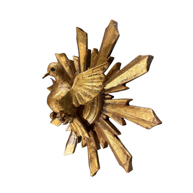 Gold European Wooden Dove Sunburst the Holy Spirit 9.25" Diameter For Sale - Image 8 of 8