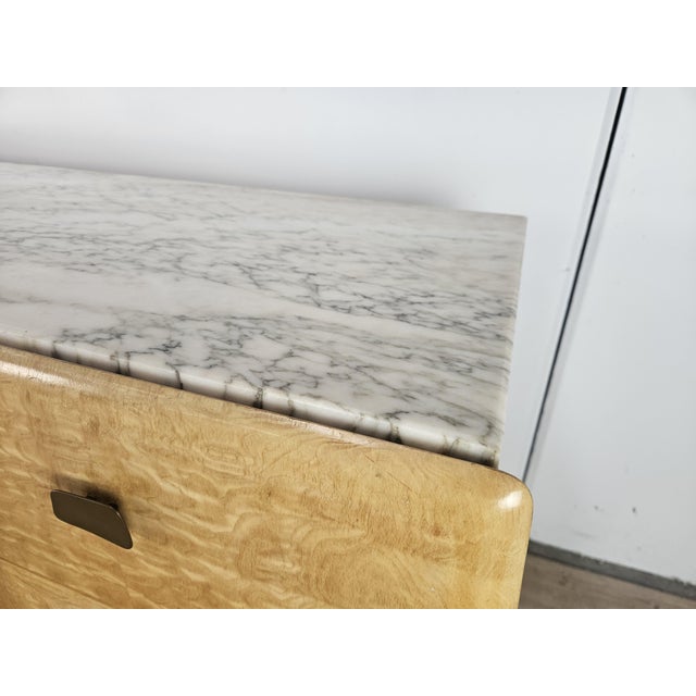 Vintage Maple Chest of Drawers with Marble Top, 1950 For Sale - Image 9 of 18