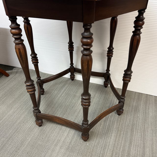Vintage Hexagonal Wood Accent Table For Sale In San Francisco - Image 6 of 12