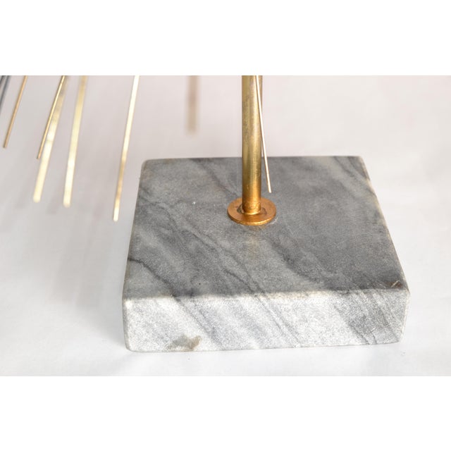 Brass 1980 Curtis Jeré Style Sunburst Dandelion Brass Sculpture Mounted on Marble Base For Sale - Image 8 of 16