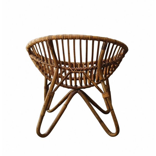 Vittorio Bonacina Vintage Rattan & Wicker Lounge Armchair, Italy, 1960s For Sale - Image 4 of 9