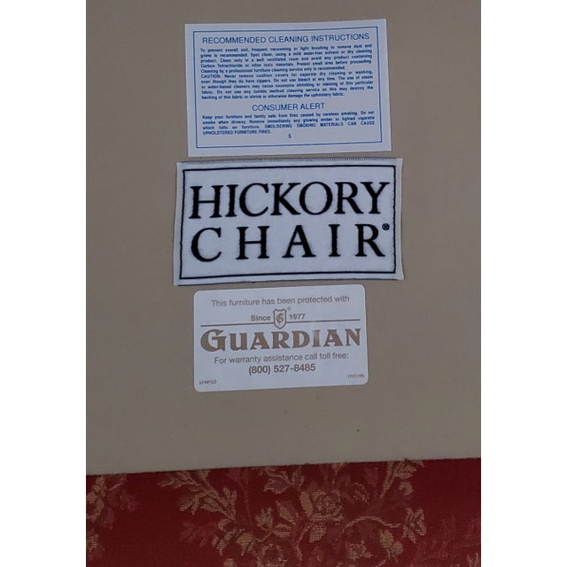Hickory Chair Furniture Company Hickory Chair Louis XV Style Camelback Loveseat Settee in Red & Gold Damask For Sale - Image 4 of 5