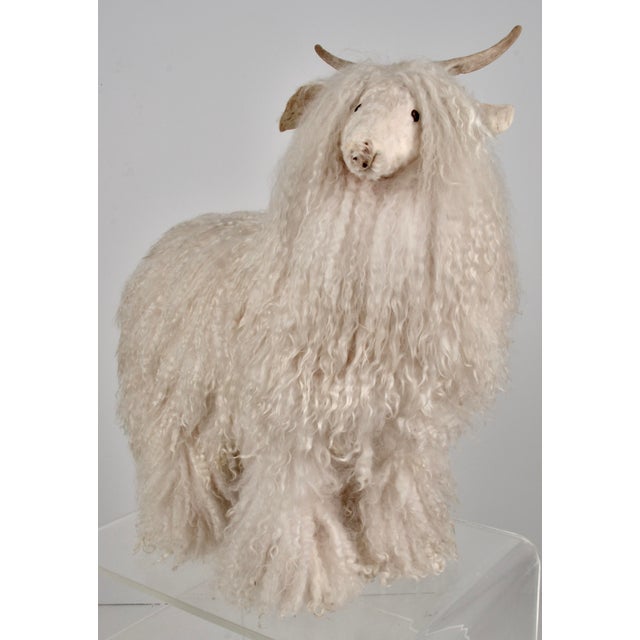 Natural lamb’s wool sheep figure w/ natural horms. Hand crafted by Ray Growler, Navaho whose gallery is located in Four...
