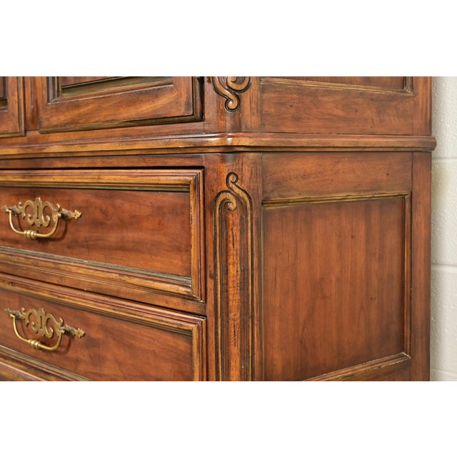 Drexel Heritage French Provincial Louis XV Carved Walnut Armoire Dresser or Linen Press For Sale - Image 11 of 16