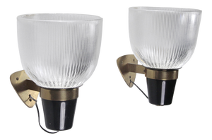 Brass and Glass Wall Lamps Mod LP5 by Ignazio Gardella for Azucena, 1950s, Set of 2