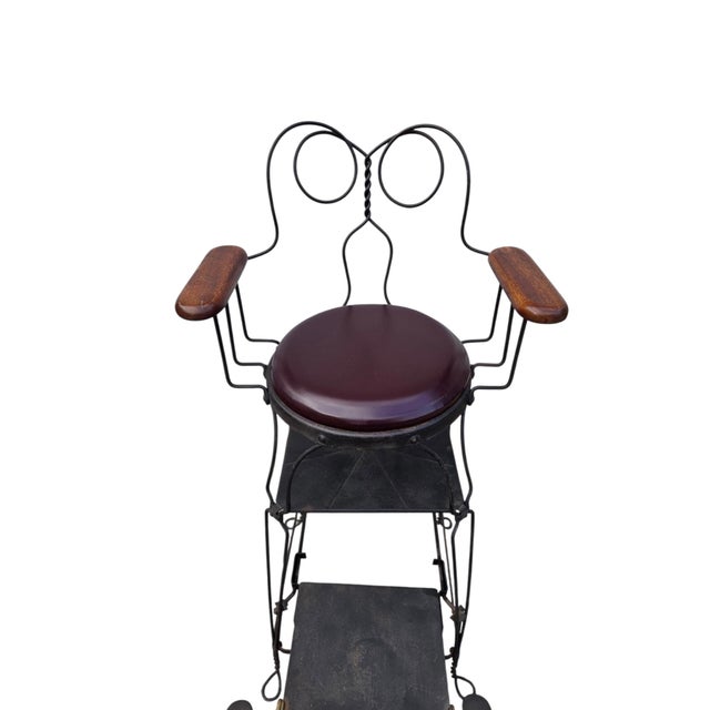 Black Antique Shoeshine Barbers Chair Twisted Wrought Iron Ice Cream Parlor Armchair For Sale - Image 8 of 18