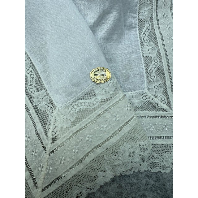 Pure Linen Imported French Lace Handkerchief- A Matching Pair For Sale - Image 9 of 9