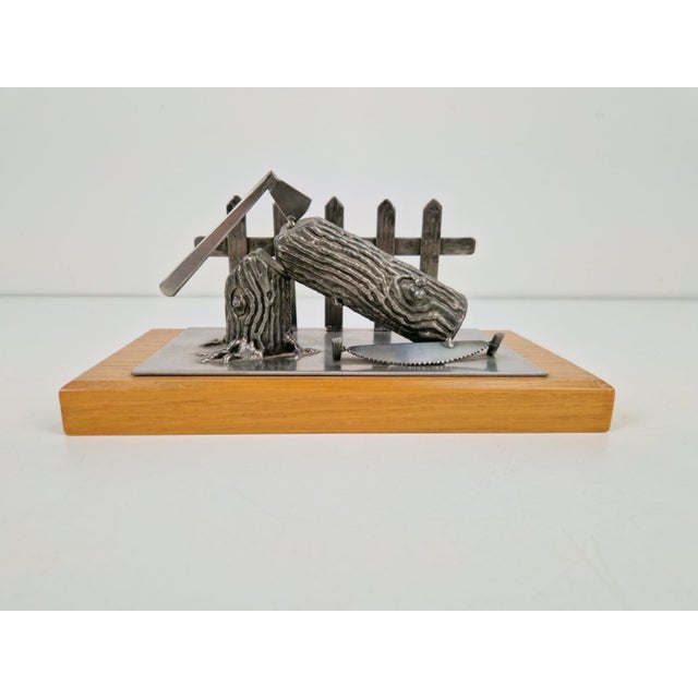 Logging Sculpture in Metal and Wood, 1970 For Sale - Image 12 of 12