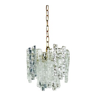 Midcentury Ice Crystal Glass Pendant Light or Chandelier by Kalmar, circa 1960s For Sale