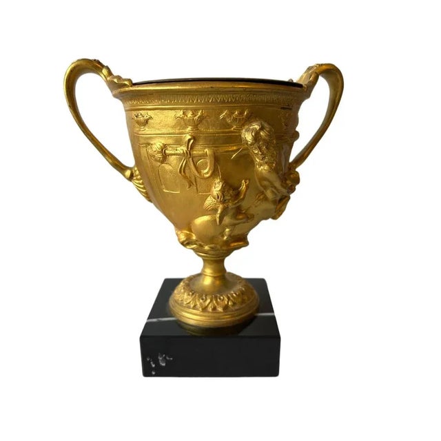 Late 19th Century Bronze Vase Holders with Black Marble Base Container, France, Set of 2 For Sale - Image 9 of 10