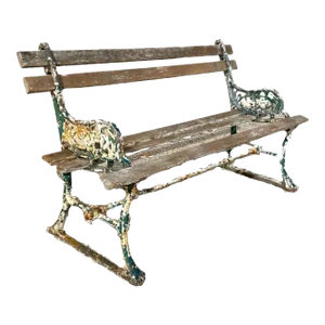 19th Century Antique English Victorian Cast Iron Wooden Slat Park Bench