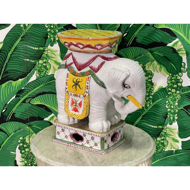 Mid Century Glazed Ceramic Elephant Garden Stool Chairish