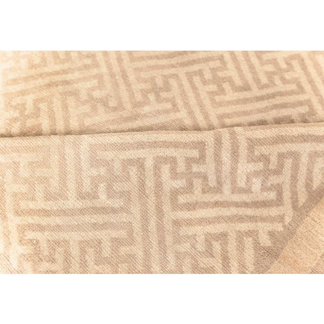 Doris Leslie Blau Antique Chinese Wool Runner in Beige and Brown For Sale - Image 4 of 11