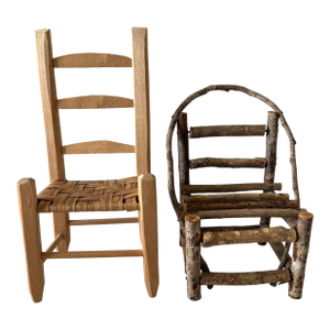 Miniature Rustic Handmade Wooden Chairs