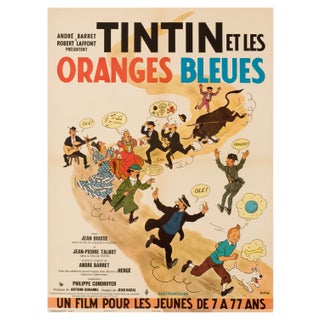 "Tintin et les Oranges Bleues" Original Vintage Movie Poster, French, 1964 For Sale