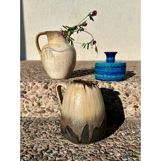 1960s Handmade Beige-Yellow Crackle Glazed Ceramic Art Jug by Richard Uhlemeyer, Germany, 1970s For Sale - Image 5 of 18