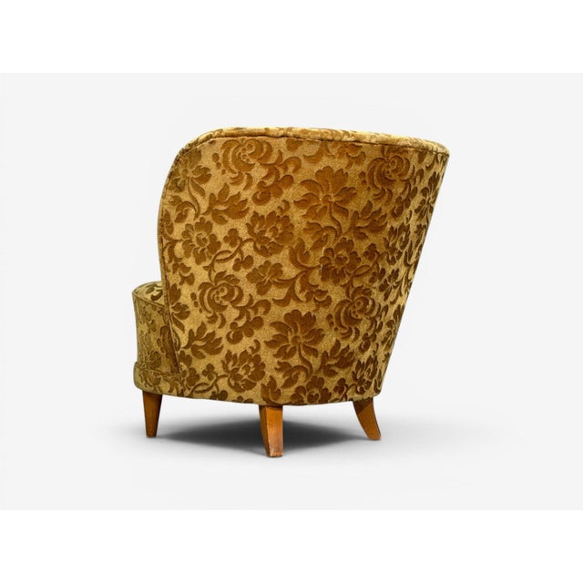 Finnish Modern, Easy Chairs, Damask, Beech, Finland, 1940s For Sale - Image 12 of 13