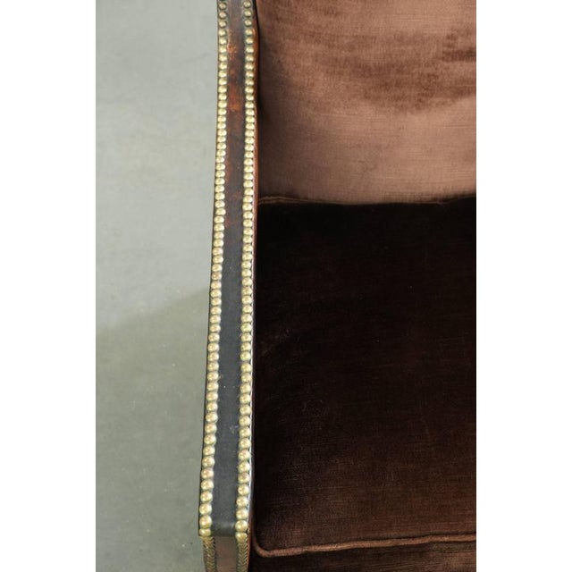 Textile Art Deco Armchair in Velour and Decorative Nails For Sale - Image 7 of 15