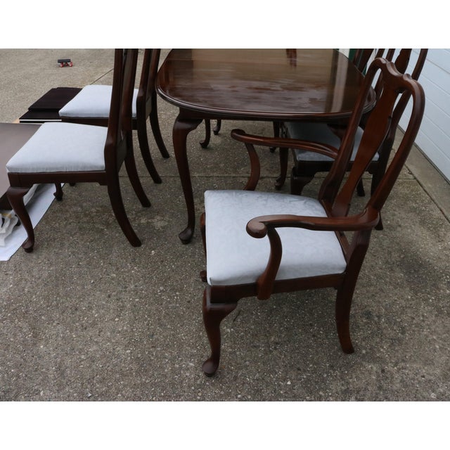 Brown 1979 Ethan Allen Georgian Court Queen Anne Style Dining Table and Chairs - Set of 7 For Sale - Image 8 of 18