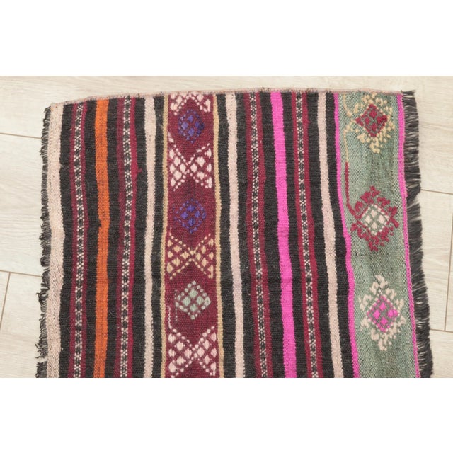 Pink 1990s Traditional Pink Striped Rug For Sale - Image 8 of 11