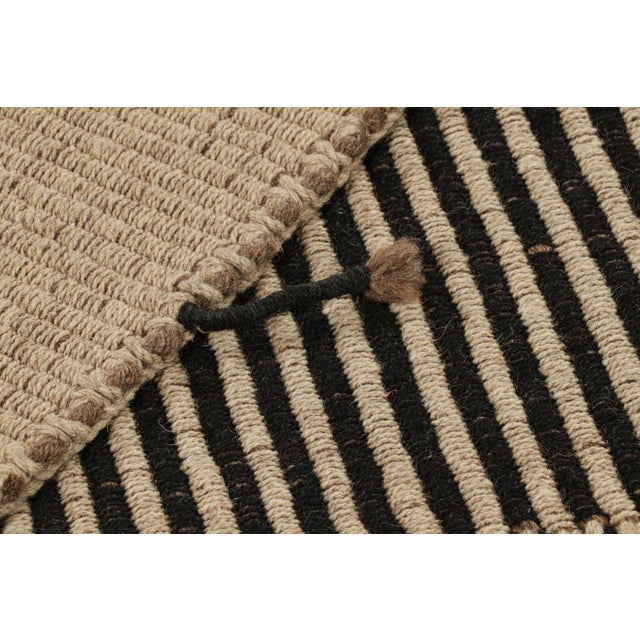 Textile Rug & Kilim’s Contemporary Kilim in Black and Beige Textural Stripes For Sale - Image 7 of 7